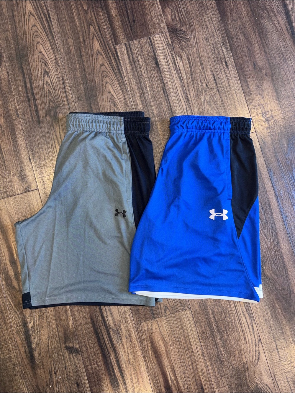 Under Armour Men’s Blue and Gray Athletic Shorts Duo with Black Panels